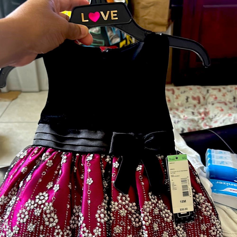 First Love Black and Pink Formal Kids Dress